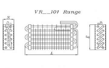 VR 40101 10-tubes static evaporator (400x75x210mm)